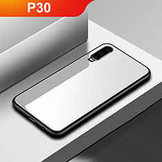Huawei P30用ハイブリットバンパーケース プラスチック 鏡面 カバー ファーウェイ ホワイト