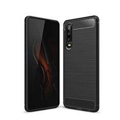 Huawei P30用シリコンケース ソフトタッチラバー ライン カバー ファーウェイ ブラック