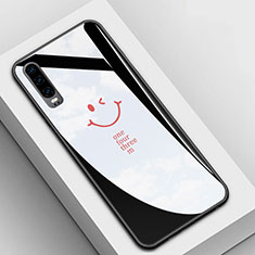 Huawei P30用ハイブリットバンパーケース プラスチック パターン 鏡面 カバー S01 ファーウェイ ブラック