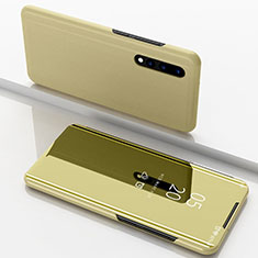 Huawei P30用手帳型 レザーケース スタンド 鏡面 カバー ファーウェイ イエロー