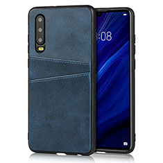 Huawei P30用ケース 高級感 手触り良いレザー柄 R09 ファーウェイ ネイビー