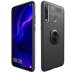 Huawei P30 Lite用極薄ソフトケース シリコンケース 耐衝撃 全面保護 アンド指輪 マグネット式 バンパー ファーウェイ ブラック