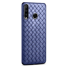 Huawei P30 Lite用シリコンケース ソフトタッチラバー レザー柄 S01 ファーウェイ ネイビー