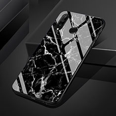 Huawei P30 Lite用ハイブリットバンパーケース プラスチック パターン 鏡面 カバー S01 ファーウェイ ブラック