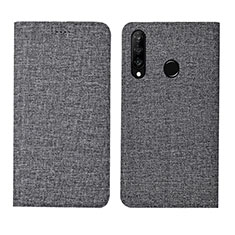 Huawei P30 Lite用手帳型 布 スタンド H01 ファーウェイ グレー