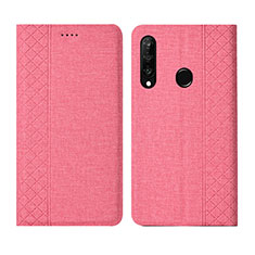 Huawei P30 Lite用手帳型 布 スタンド H02 ファーウェイ ピンク