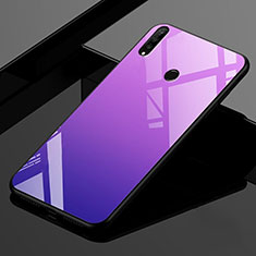 Huawei P30 Lite New Edition用ハイブリットバンパーケース プラスチック 鏡面 虹 グラデーション 勾配色 カバー ファーウェイ パープル