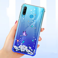 Huawei P30 Lite New Edition用極薄ソフトケース シリコンケース 耐衝撃 全面保護 クリア透明 花 ファーウェイ マルチカラー