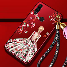 Huawei P30 Lite New Edition用シリコンケース ソフトタッチラバー バタフライ ドレスガール ドレス少女 カバー K02 ファーウェイ ローズレッド