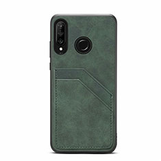 Huawei P30 Lite New Edition用ケース 高級感 手触り良いレザー柄 R04 ファーウェイ グリーン