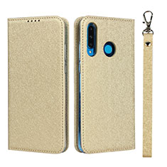 Huawei P30 Lite New Edition用手帳型 レザーケース スタンド カバー T09 ファーウェイ ゴールド