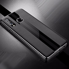 Huawei P30 Lite XL用シリコンケース ソフトタッチラバー レザー柄 ファーウェイ ブラック