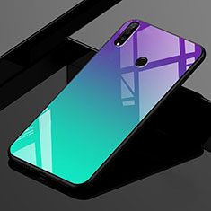 Huawei P30 Lite XL用ハイブリットバンパーケース プラスチック 鏡面 虹 グラデーション 勾配色 カバー ファーウェイ グリーン