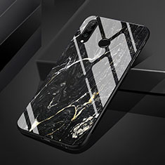 Huawei P30 Lite XL用ハイブリットバンパーケース プラスチック パターン 鏡面 カバー S01 ファーウェイ ダークグレー