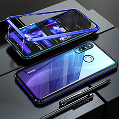 Huawei P30 Lite XL用ケース 高級感 手触り良い アルミメタル 製の金属製 バンパー 鏡面 カバー ファーウェイ ネイビー