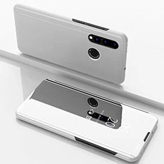 Huawei P30 Lite XL用手帳型 レザーケース スタンド 鏡面 カバー ファーウェイ シルバー