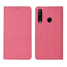 Huawei P30 Lite XL用手帳型 布 スタンド H01 ファーウェイ ピンク