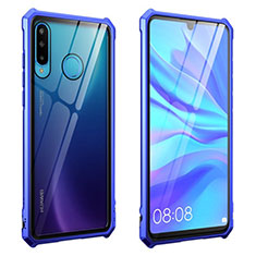 Huawei P30 Lite XL用ケース 高級感 手触り良い アルミメタル 製の金属製 360度 フルカバーバンパー 鏡面 カバー T05 ファーウェイ ネイビー