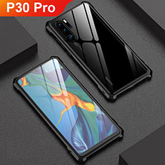 Huawei P30 Pro用ケース 高級感 手触り良い アルミメタル 製の金属製 バンパー 鏡面 カバー ファーウェイ ブラック