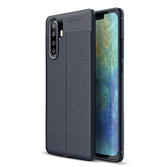 Huawei P30 Pro用シリコンケース ソフトタッチラバー レザー柄 S01 ファーウェイ ネイビー