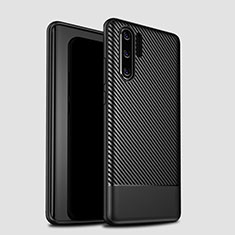 Huawei P30 Pro用シリコンケース ソフトタッチラバー ツイル カバー S04 ファーウェイ ブラック