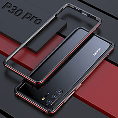 Huawei P30 Pro用ケース 高級感 手触り良い アルミメタル 製の金属製 360度 フルカバーバンパー 鏡面 カバー ファーウェイ レッド・ブラック