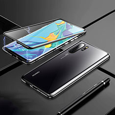 Huawei P30 Pro用ケース 高級感 手触り良い アルミメタル 製の金属製 360度 フルカバーバンパー 鏡面 カバー T01 ファーウェイ ブラック