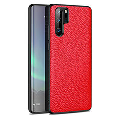 Huawei P30 Pro用シリコンケース ソフトタッチラバー レザー柄 カバー H05 ファーウェイ レッド