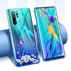 Huawei P30 Pro用極薄ソフトケース シリコンケース 耐衝撃 全面保護 クリア透明 花 T02 ファーウェイ マルチカラー