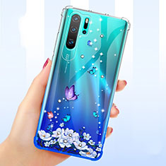 Huawei P30 Pro用極薄ソフトケース シリコンケース 耐衝撃 全面保護 クリア透明 花 T01 ファーウェイ マルチカラー