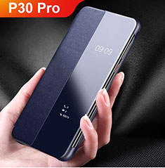 Huawei P30 Pro New Edition用ケース 高級感 手触り良いレザー柄 S01 ファーウェイ ネイビー