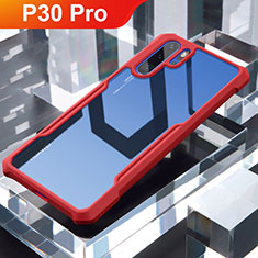 Huawei P30 Pro New Edition用ハイブリットバンパーケース クリア透明 プラスチック 鏡面 カバー ファーウェイ レッド