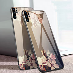 Huawei P30 Pro New Edition用ハイブリットバンパーケース プラスチック 鏡面 花 ファーウェイ ゴールド