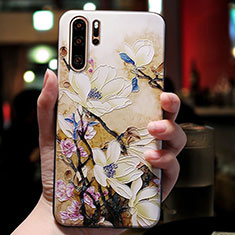 Huawei P30 Pro New Edition用シリコンケース ソフトタッチラバー 花 ファーウェイ マルチカラー