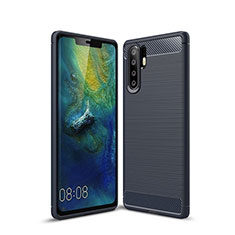 Huawei P30 Pro New Edition用シリコンケース ソフトタッチラバー ツイル カバー S03 ファーウェイ ネイビー