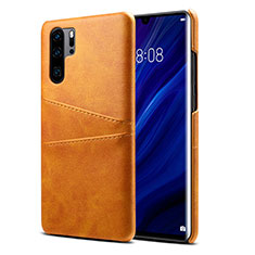 Huawei P30 Pro New Edition用ケース 高級感 手触り良いレザー柄 R05 ファーウェイ オレンジ