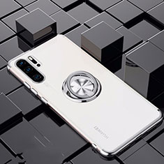 Huawei P30 Pro New Edition用極薄ソフトケース シリコンケース 耐衝撃 全面保護 クリア透明 アンド指輪 マグネット式 C02 ファーウェイ ホワイト