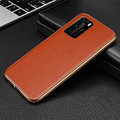 Huawei P40用ケース 高級感 手触り良い アルミメタル 製の金属製 カバー T02 ファーウェイ オレンジ