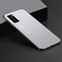 Huawei P40用ケース 高級感 手触り良い アルミメタル 製の金属製 カバー T05 ファーウェイ シルバー