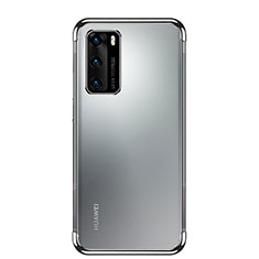 Huawei P40用極薄ソフトケース シリコンケース 耐衝撃 全面保護 クリア透明 S02 ファーウェイ シルバー