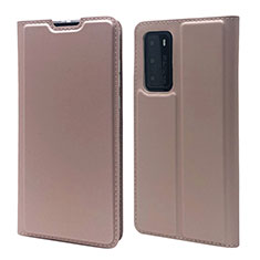 Huawei P40用手帳型 レザーケース スタンド カバー T12 ファーウェイ ローズゴールド