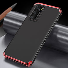 Huawei P40用ケース 高級感 手触り良い アルミメタル 製の金属製 カバー T04 ファーウェイ レッド・ブラック