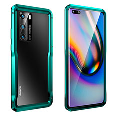 Huawei P40用ケース 高級感 手触り良い アルミメタル 製の金属製 バンパー カバー T02 ファーウェイ シアン