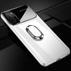 Huawei P40用ハードケース プラスチック 質感もマット アンド指輪 マグネット式 N01 ファーウェイ ホワイト