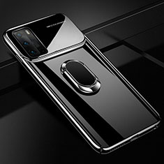 Huawei P40用ハードケース プラスチック 質感もマット アンド指輪 マグネット式 N01 ファーウェイ ブラック