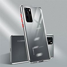 Huawei P40用極薄ソフトケース シリコンケース 耐衝撃 全面保護 クリア透明 N01 ファーウェイ レッド