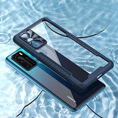 Huawei P40用ハイブリットバンパーケース クリア透明 プラスチック 鏡面 カバー N03 ファーウェイ ネイビー