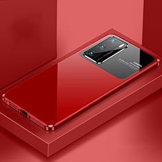 Huawei P40用ケース 高級感 手触り良い アルミメタル 製の金属製 カバー N01 ファーウェイ レッド