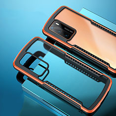 Huawei P40用ハイブリットバンパーケース クリア透明 プラスチック 鏡面 カバー N01 ファーウェイ オレンジ