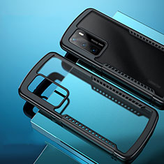 Huawei P40用ハイブリットバンパーケース クリア透明 プラスチック 鏡面 カバー N01 ファーウェイ ブラック